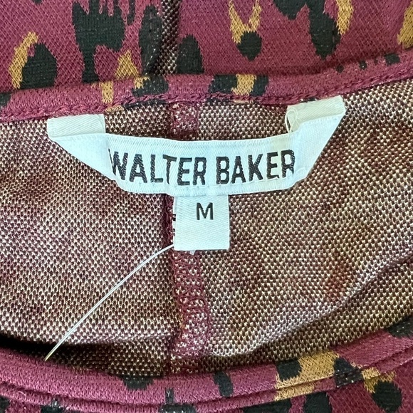 WALTER Baker Shaina Burgundy Leopard Print Knit Midi Long Sleeve Dress- Med, NWT - Picture 9 of 11